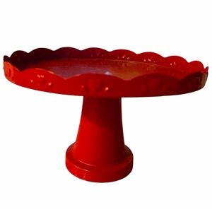 Red Decorative lightweight metal Cake Stand. Perfect for Everything Occasion 9”